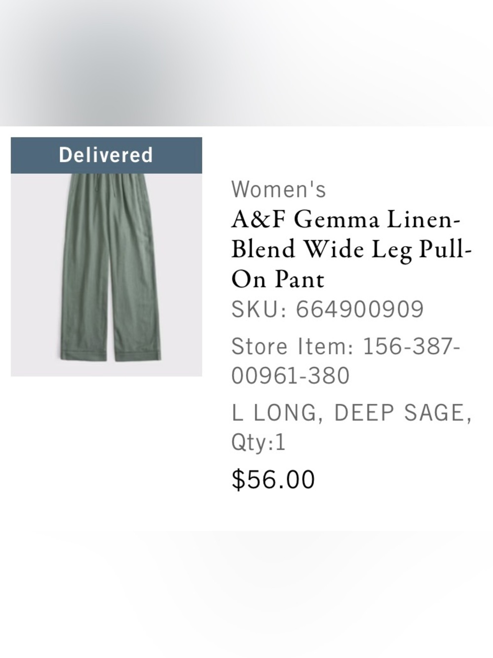 Abercrombie & Fitch Gemma Linen-Blend Wide Leg Pants — Deep Sage